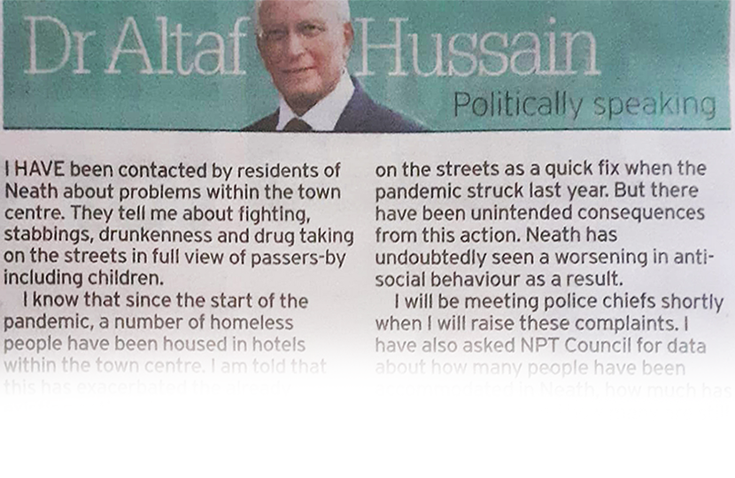 Altaf Hussain MS writes in the South Wales Evening Post