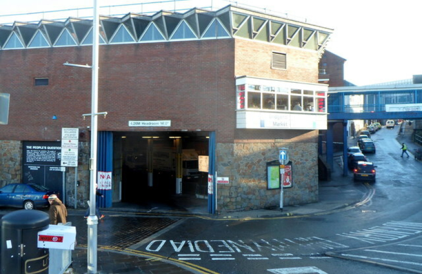 Southern end of Bridgend indoor market